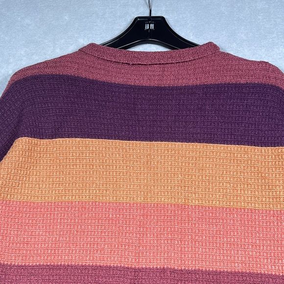 BKE Buckle Women’s Size Medium Orange Striped Boxy Waffle Knit Oversized Sweater - Picture 2 of 14